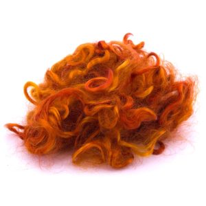 Geverfde mohairwol in de kleur donkeroranje