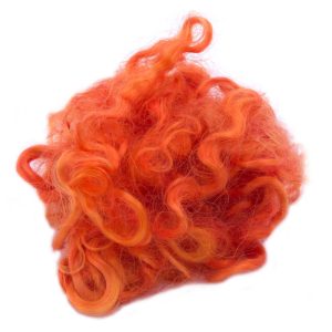 Geverfde mohairwol in de kleur oranje