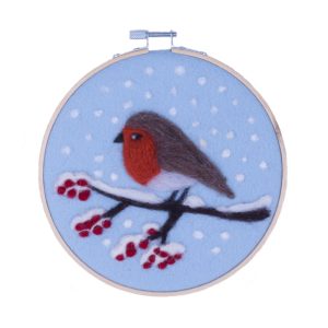 Naaldviltpakket winters roodborstje (incl. borduurring 18 cm)